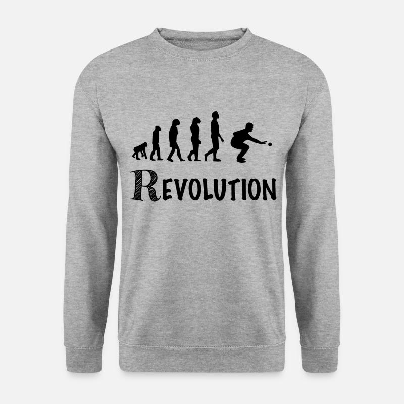 Revolution Petanque-Spieler-Humor-Bälle - Unisex Pullover - Weißgrau meliert