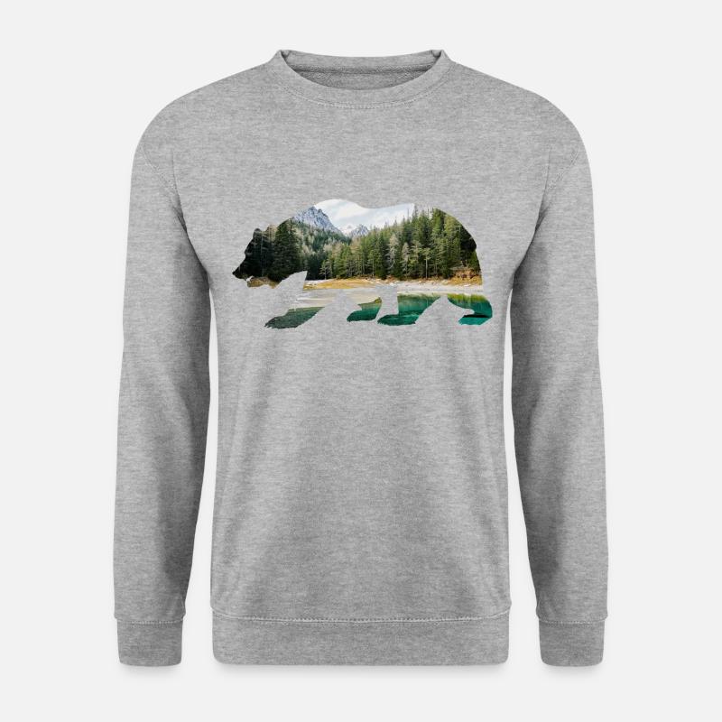 Bär Wald Kanada Alpen - Unisex Pullover - Weißgrau meliert