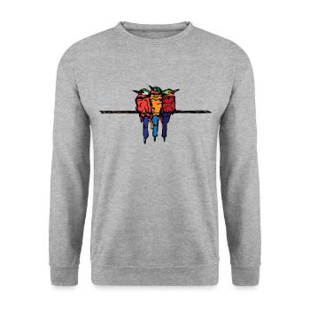 Oiseaux - Sweat-shirt Unisexe - gris chiné - Devant - Alina (178cm) & Michal (187cm)