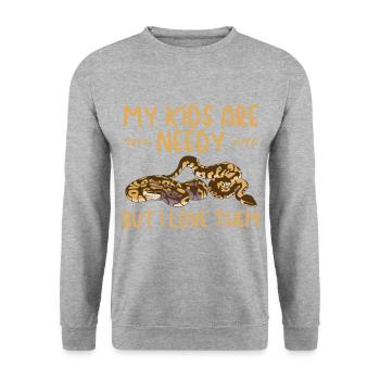 Schlangen Liebhaber | Reptilien Haustier Geschenke - Unisex Pullover - Weißgrau meliert - Vorne - Alina (178cm) & Michal (187cm)