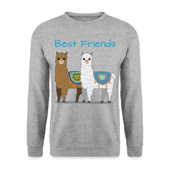 Lama alpaga cadeau femmes hommes enfants - Sweat-shirt Unisexe - gris chiné - Devant - Alina (178cm) & Michal (187cm)