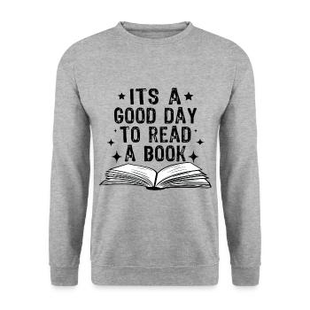 Reading Open Flower Book Design - Unisex Sweatshirt - salt & pepper - Front - Alina (178cm) & Michal (187cm)