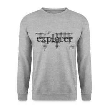 Découvrez le monde en explorateur en vacances Voyage - Sweat-shirt Unisexe - gris chiné - Devant - Alina (178cm) & Michal (187cm)
