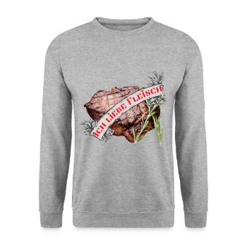I love meat - Unisex Sweatshirt - salt & pepper - Front - Alina (178cm) & Michal (187cm)