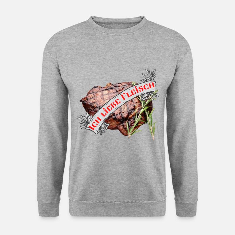 Ich liebe Fleisch - Unisex Pullover - Weißgrau meliert