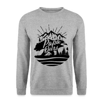 Father's Day T-shirt - Papa Ours - Unisex Sweatshirt - salt & pepper - Front - Alina (178cm) & Michal (187cm)
