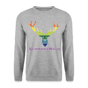 Schwarzwald Hirsch - Multi Color - Unisex Pullover - Weißgrau meliert - Vorne - Alina (178cm) & Michal (187cm)