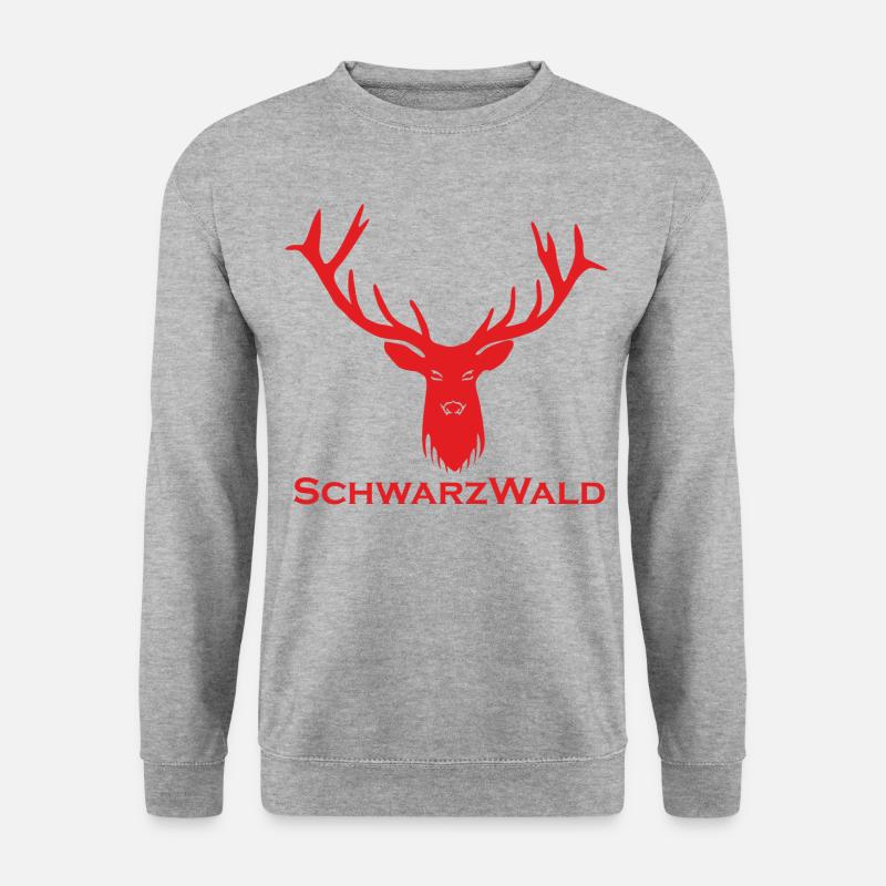 Schwarzwald Hirsch - Uni rot - Unisex Pullover - Weißgrau meliert