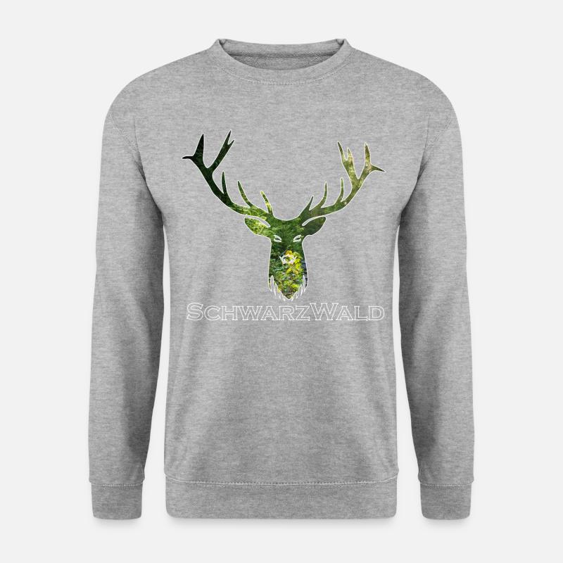 Schwarzwald Hirsch - Wald - Unisex Pullover - Weißgrau meliert