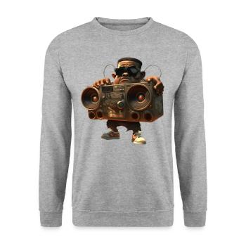 Hip-Hop with Ghettoblaster - Unisex Sweatshirt - salt & pepper - Front - Alina (178cm) & Michal (187cm)