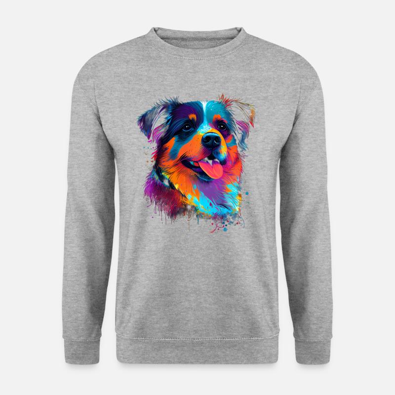 Süsser bunter Hund - Unisex Pullover - Weißgrau meliert