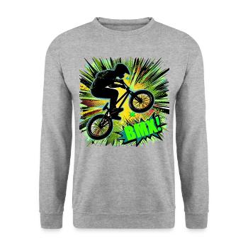 BMX Rad - Unisex Pullover - Weißgrau meliert - Vorne - Alina (178cm) & Michal (187cm)