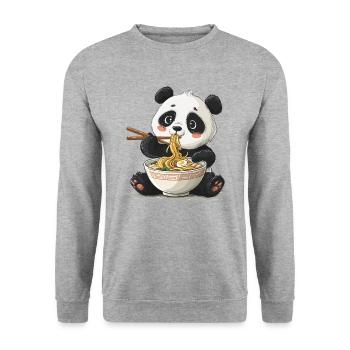 Cute Panda Ramen - Unisex Sweatshirt - salt & pepper - Front - Alina (178cm) & Michal (187cm)