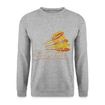 Retro Classic Federball Badminton Shuttlecock - Unisex Pullover - Weißgrau meliert - Vorne - Alina (178cm) & Michal (187cm)