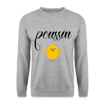 Poussin - Sweat-shirt Unisexe - gris chiné - Devant - Alina (178cm) & Michal (187cm)