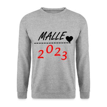 Malle 2023 - Unisex Pullover - Weißgrau meliert - Vorne - Alina (178cm) & Michal (187cm)