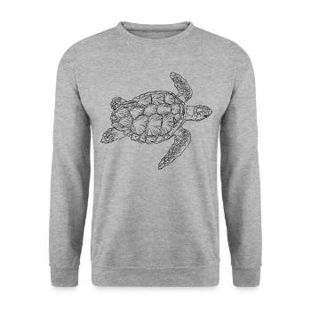 Schildkröte, Meeserschildkröte - Unisex Pullover - Weißgrau meliert - Vorne - Alina (178cm) & Michal (187cm)