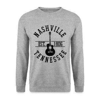 Nashville Tennessee - Country Music Guitare - Sweat-shirt Unisexe - gris chiné - Devant - Alina (178cm) & Michal (187cm)