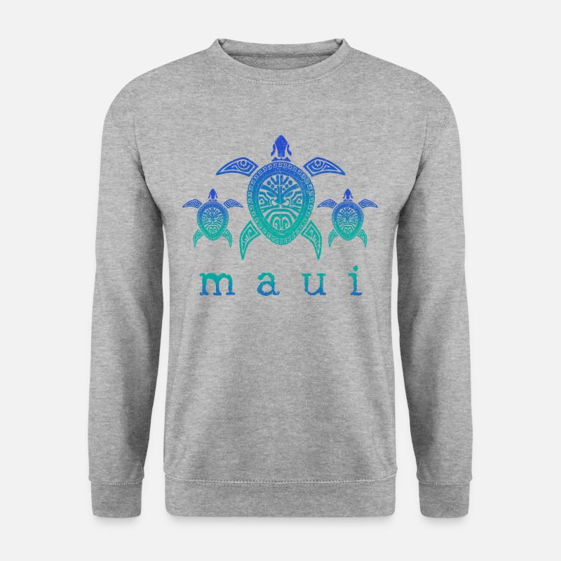 Maui Hawaii - Schildkröte Maori Tauchen Taucher - Unisex Pullover - Weißgrau meliert