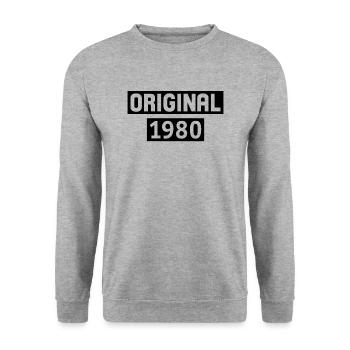 original 1980 - Sweat-shirt Unisexe - gris chiné - Devant - Alina (178cm) & Michal (187cm)