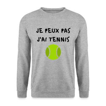 JE PEUX PAS J'AI TENNIS - Sweat-shirt Unisexe - gris chiné - Devant - Alina (178cm) & Michal (187cm)