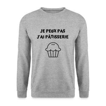 Je Peux Pas J'ai Pâtisserie - Sweat-shirt Unisexe - gris chiné - Devant - Alina (178cm) & Michal (187cm)