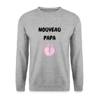 Nouveau Papa Naissance Bébé Futre Père Fille - Sweat-shirt Unisexe - gris chiné - Devant - Alina (178cm) & Michal (187cm)
