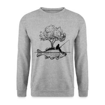Pêche poissons carpes pêche cadeau pêche - Sweat-shirt Unisexe - gris chiné - Devant - Alina (178cm) & Michal (187cm)