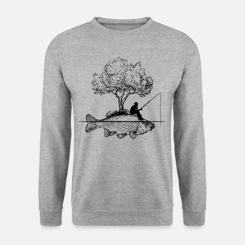 Angeln Fisch Karpfen Angler Geschenk - Unisex Pullover - Weißgrau meliert