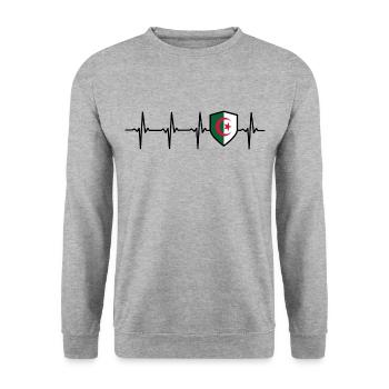 Algeria flag heartbeat badge Algeria - Unisex Sweatshirt - salt & pepper - Front - Alina (178cm) & Michal (187cm)
