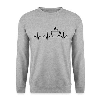 Coffee heartbeat - Unisex Sweatshirt - salt & pepper - Front - Alina (178cm) & Michal (187cm)