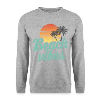 Vibrations de la plage - Sweat-shirt Unisexe - gris chiné - Devant - Alina (178cm) & Michal (187cm)