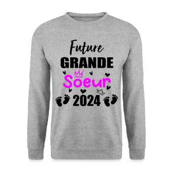 Future Grande Soeur 2024 bientôt Grande Soeur - Sweat-shirt Unisexe - gris chiné - Devant - Alina (178cm) & Michal (187cm)
