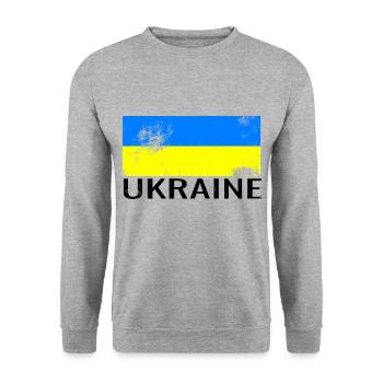 Ukraine used - Unisex Pullover - Weißgrau meliert - Vorne - Alina (178cm) & Michal (187cm)