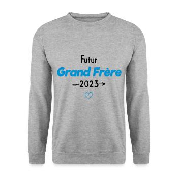 Futur grand frère 2023 - Sweat-shirt Unisexe - gris chiné - Devant - Alina (178cm) & Michal (187cm)