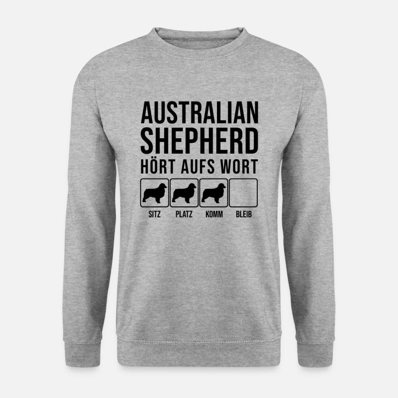 Australian Shepherd - Hört aufs Wort - lustig Hund - Unisex Pullover - Weißgrau meliert