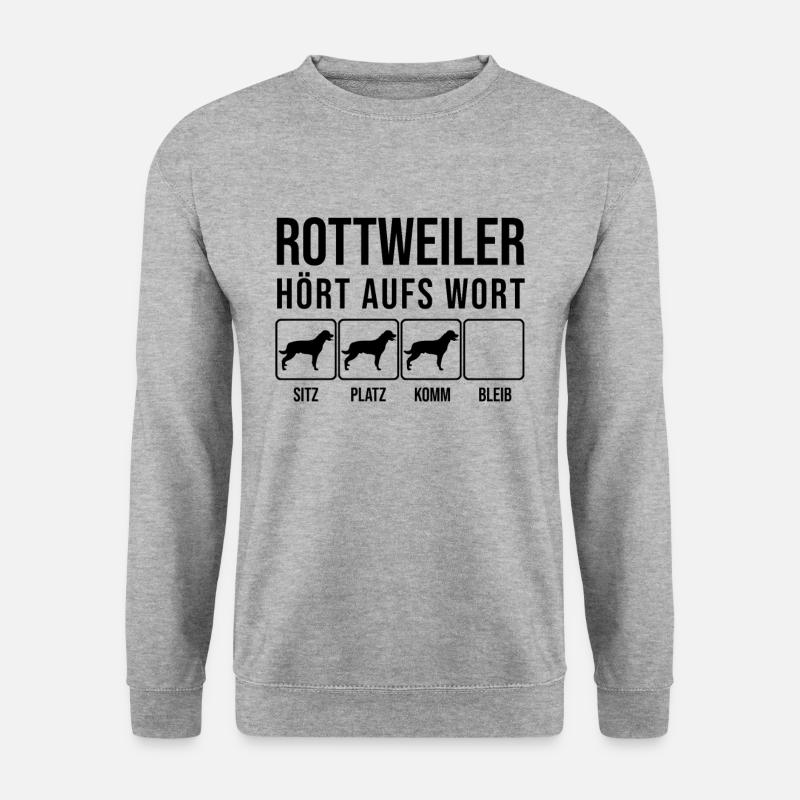 Rottweiler - Hört aufs Wort - lustiges Hund - Unisex Pullover - Weißgrau meliert