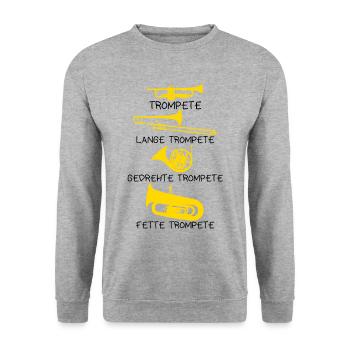 Arten von Trompeten, Trompete, Geschenk, lustig - Unisex Pullover - Weißgrau meliert - Vorne - Alina (178cm) & Michal (187cm)