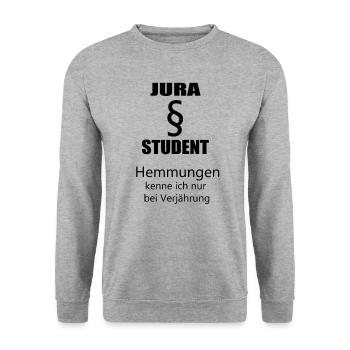 Jura Student lustiges Jurastudium Geschenk - Unisex Pullover - Weißgrau meliert - Vorne - Alina (178cm) & Michal (187cm)