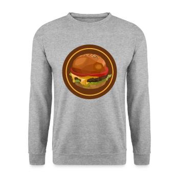 Burger - Unisex Pullover - Weißgrau meliert - Vorne - Alina (178cm) & Michal (187cm)