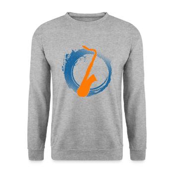 Saxophone Jazz Musician Instruments - Unisex Sweatshirt - salt & pepper - Front - Alina (178cm) & Michal (187cm)