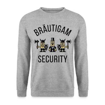 Bräutigam Security Wikinger (JGA / POS) - Unisex Pullover - Weißgrau meliert - Vorne - Alina (178cm) & Michal (187cm)