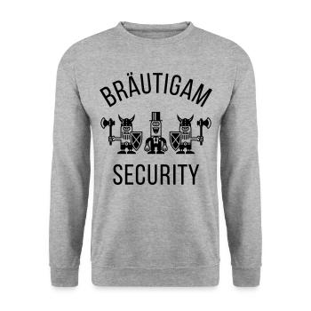 Bräutigam Security Wikinger (JGA / 1C) - Unisex Pullover - Weißgrau meliert - Vorne - Alina (178cm) & Michal (187cm)