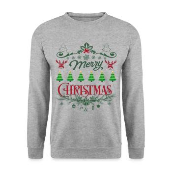 Fröhliche Weihnachten Weihnachten - Unisex Pullover - Weißgrau meliert - Vorne - Alina (178cm) & Michal (187cm)