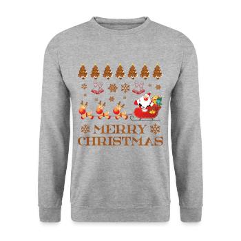 Weihnachten Spruch Lustig Weihnachten - Unisex Pullover - Weißgrau meliert - Vorne - Alina (178cm) & Michal (187cm)