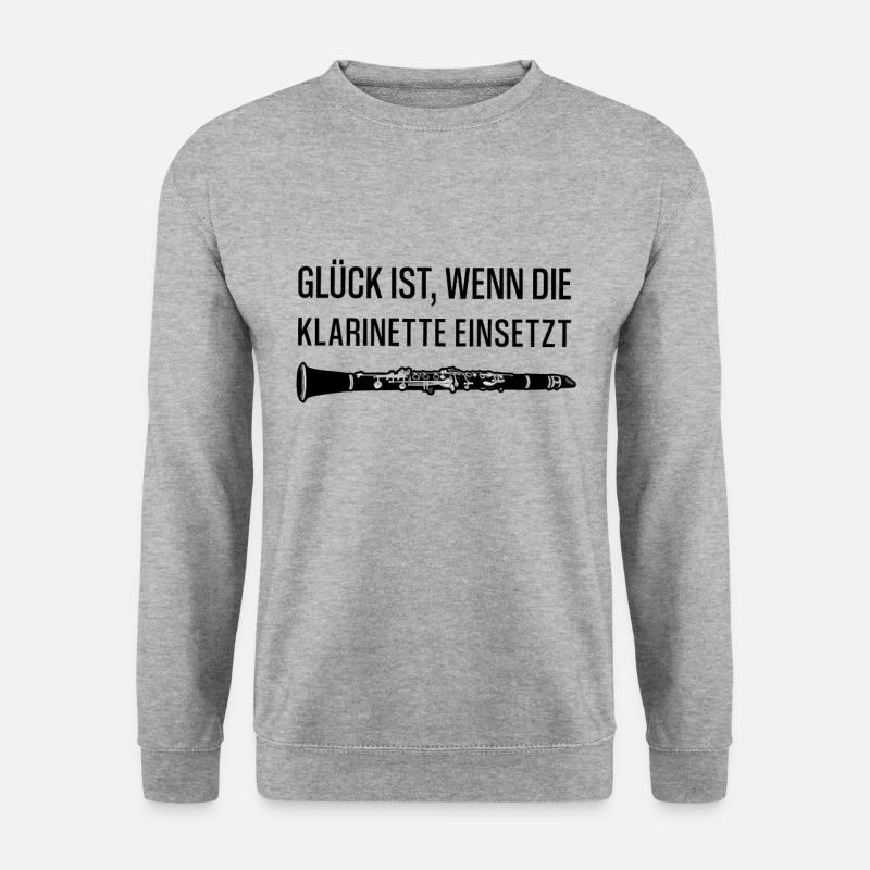 GLÜCK IST, WENN DIE KLARINETTE EINSETZT - Unisex Pullover - Weißgrau meliert