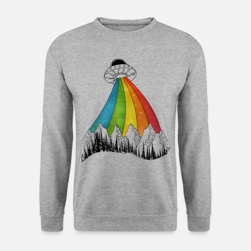 ufo regenbogen strahl - Unisex Pullover - Weißgrau meliert