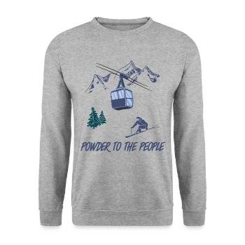 Powder to The People Ski Lift Scene Winter Sports - Unisex Sweatshirt - salt & pepper - Front - Alina (178cm) & Michal (187cm)