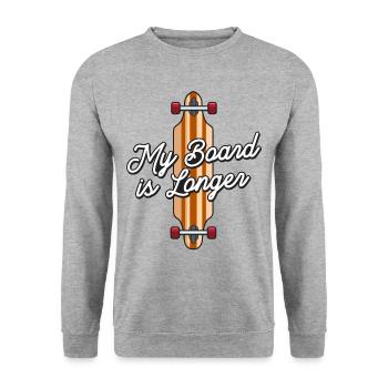 Ma planche est un longboarder - Sweat-shirt Unisexe - gris chiné - Devant - Alina (178cm) & Michal (187cm)