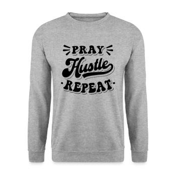 Pray Hustle Christ Jesus Unternehmer - Unisex Pullover - Weißgrau meliert - Vorne - Alina (178cm) & Michal (187cm)